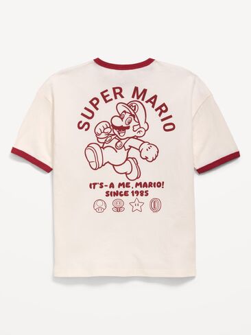 Old Navy Super Mario™ Oversized Gender-Neutral Graphic T-Shirt for Kids - Sea Salt in Saudi Arabia
