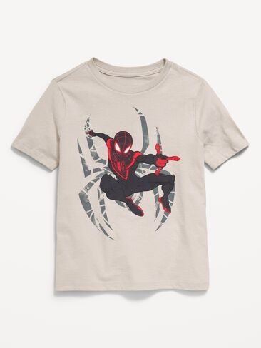 تي شيرت برسوم محايدة للجنسين من Old Navy Marvel™ Miles Morales للأطفال - رمادي جليمر in Saudi Arabia