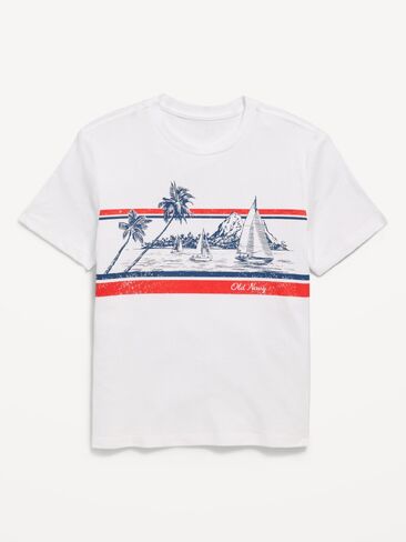Old Navy Short-Sleeve Logo-Graphic T-Shirt for Boys - White Lilies in Saudi Arabia