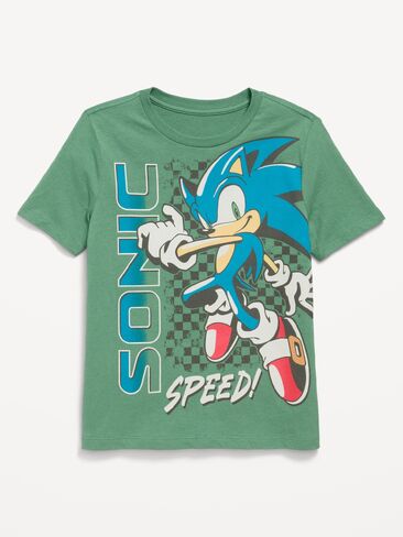 تي شيرت برسومات محايدة للجنسين من Old Navy Sonic The Hedgehog™ للأطفال - GREEN FERN in Saudi Arabia