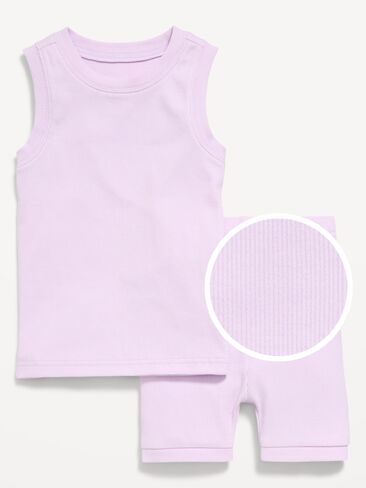 Old Navy Snug-Fit Sleeveless Ribbed Pajama Set for Toddler & Baby - Lilac Ice in Saudi Arabia