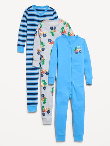 Old Navy Unisex Snug-Fit 2-Way-Zip Pajama One-Piece 3-Pack for Toddler & Baby - Transportation in Saudi Arabia