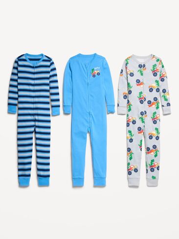 Old Navy Unisex Snug-Fit 2-Way-Zip Pajama One-Piece 3-Pack for Toddler & Baby - Transportation in Saudi Arabia
