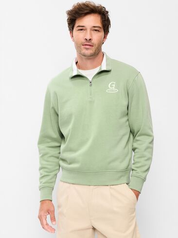 Old Navy Rotation Fleece Graphic Quarter Zip - MILKY JADE in Saudi Arabia