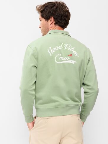 Old Navy Rotation Fleece Graphic Quarter Zip - MILKY JADE in Saudi Arabia