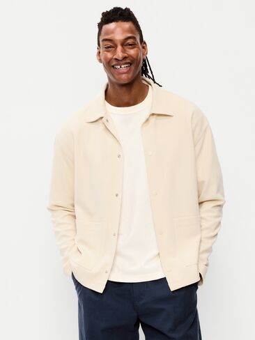 Old Navy Cropped Loose Utility Shacket - Beige in Saudi Arabia
