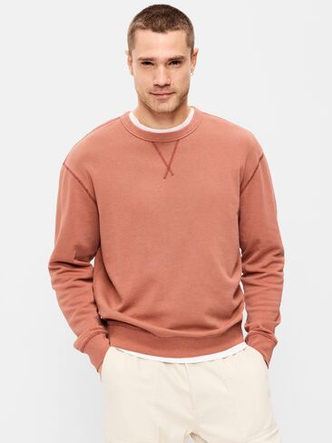 Old Navy Loose Garment-Washed Crew-Neck Sweatshirt - RUSSET MOON in Saudi Arabia