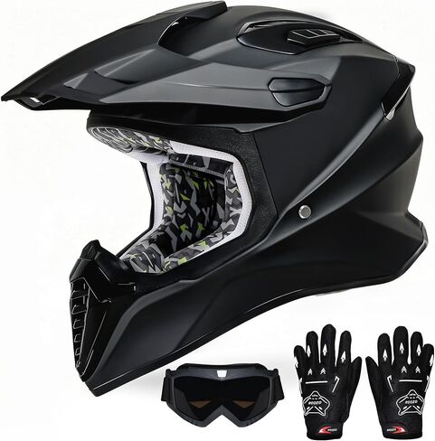 Youth Dirt Bike Helmet Kids Full Face Motorcycle Helmet for Off-Road ATV Street Riding, DOT Approved Kids Motocross Helmet with Goggles & Gloves in Saudi Arabia