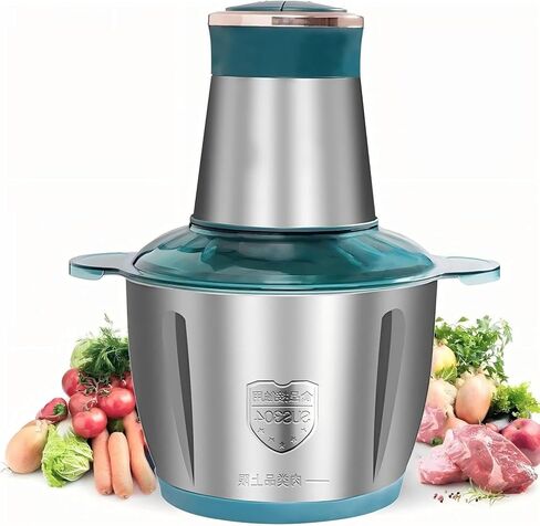 محضر طعام، مفرمة طعام كهربائية، تمزيق سريع للحوم والخضروات والفواكه والمكسرات، مفرمة طعام كهربائية مع 4 شفرات حادة كبيرة للحوم، زر مطور وحماية ذكية من الحرارة الزائدة (3 لتر) in Kuwait