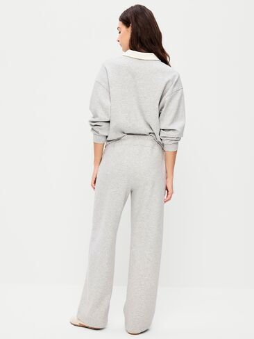 Old Navy Mid-Rise Dynamic Fleece Textured Wide-Leg Sweatpants - Heather Grey in Saudi Arabia