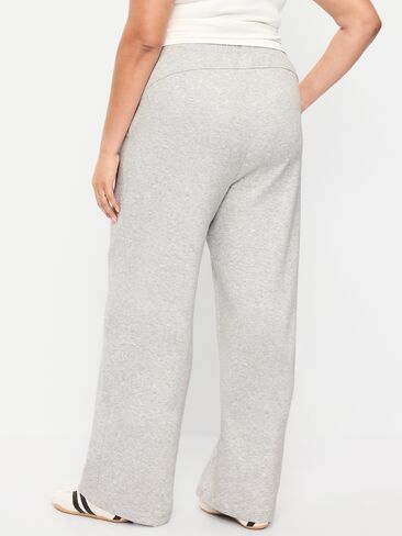 Old Navy Mid-Rise Dynamic Fleece Textured Wide-Leg Sweatpants - Heather Grey in Saudi Arabia