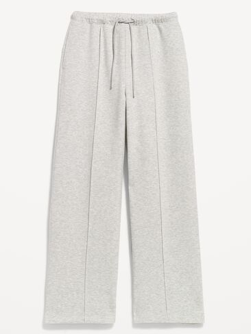 Old Navy Mid-Rise Dynamic Fleece Textured Wide-Leg Sweatpants - Heather Grey in Saudi Arabia