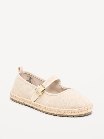 حذاء مسطح من Old Navy Mary Jane Espadrille للنساء - كتان طبيعي in Kuwait