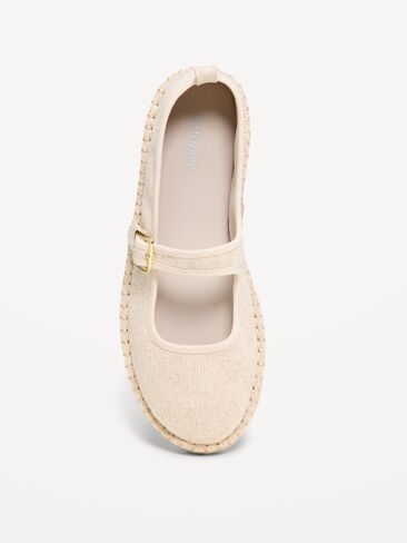 حذاء مسطح من Old Navy Mary Jane Espadrille للنساء - كتان طبيعي in Kuwait