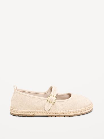حذاء مسطح من Old Navy Mary Jane Espadrille للنساء - كتان طبيعي in Kuwait