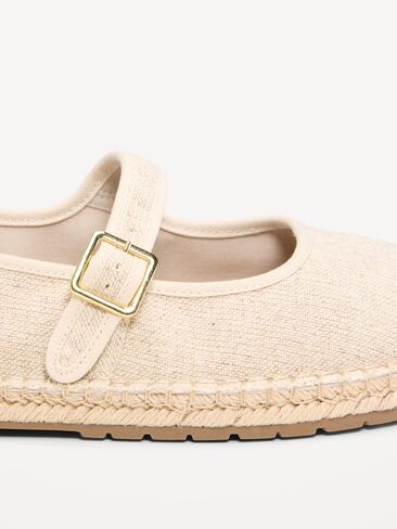 حذاء مسطح من Old Navy Mary Jane Espadrille للنساء - كتان طبيعي in Kuwait