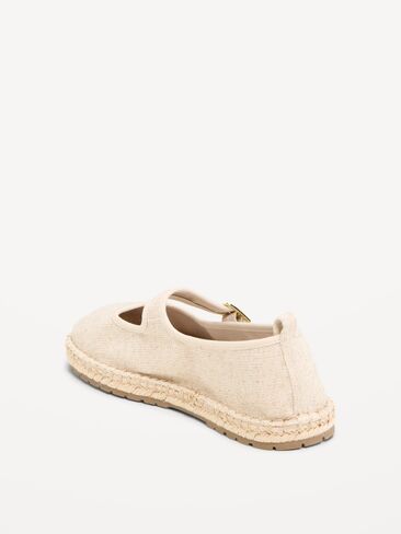 حذاء مسطح من Old Navy Mary Jane Espadrille للنساء - كتان طبيعي in Kuwait