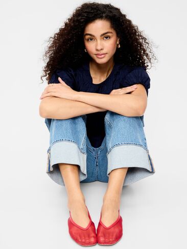 حذاء باليه شبكي للنساء من Old Navy - أحمر سكوتي in Kuwait