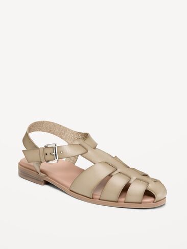 Old Navy Faux-Leather Fisherman Sandals - Light Green in Saudi Arabia