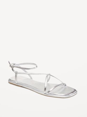 Old Navy Strappy Faux-Leather Sandals - Silver in Saudi Arabia