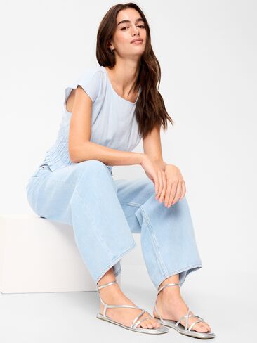 Old Navy Strappy Faux-Leather Sandals - Silver in Saudi Arabia