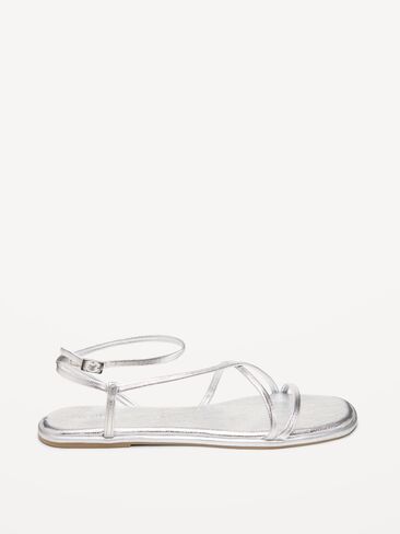 Old Navy Strappy Faux-Leather Sandals - Silver in Saudi Arabia