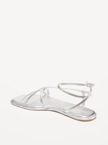Old Navy Strappy Faux-Leather Sandals - Silver in Saudi Arabia