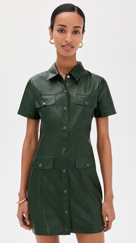 alice + olivia Women's Jamie Vegan Leather Collared Mini Dress in Saudi Arabia