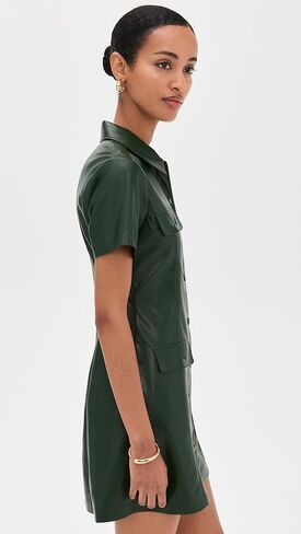 alice + olivia Women's Jamie Vegan Leather Collared Mini Dress in Saudi Arabia