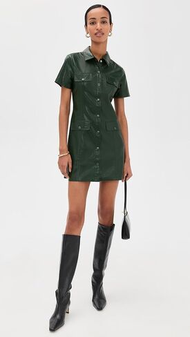 alice + olivia Women's Jamie Vegan Leather Collared Mini Dress in Saudi Arabia