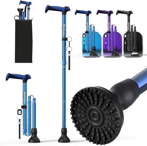 Walking Cane for Men & Women,Foldable,Adjustable,Self Standing Cane with Second Handle,350lbs Heavy Duty,All Terrain,Collapsible Walking Sticks for Seniors & Adults,Purple in Kuwait