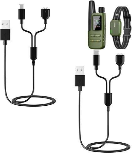 قطعتان من سلك شاحن طوق الصدمات للكلاب من Jugbow DT-61، طوق تدريب الكلاب، 3 في 1 USB C و2X كابل شحن طوق النباح المغناطيسي للكلاب in Kuwait