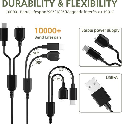 قطعتان من سلك شاحن طوق الصدمات للكلاب من Jugbow DT-61، طوق تدريب الكلاب، 3 في 1 USB C و2X كابل شحن طوق النباح المغناطيسي للكلاب in Kuwait