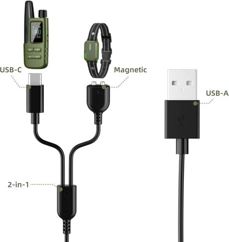 قطعتان من سلك شاحن طوق الصدمات للكلاب من Jugbow DT-61، طوق تدريب الكلاب، 3 في 1 USB C و2X كابل شحن طوق النباح المغناطيسي للكلاب in Kuwait