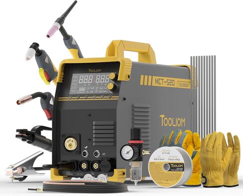 TOOLIOM MIG/TIG/CUT/Stick لحام 5 في 1 آلة لحام متعددة العمليات 110/220 فولت الجهد المزدوج آلة لحام الألومنيوم بكرة بندقية متوافقة in Kuwait