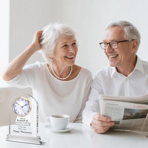 هدية التقاعد للمرأة والرجل، لوحة ساعة تقاعد مكتب كريستال كوارتز زجاجي للمعلم ورئيسه والقائد والطبيب والممرضة والأصدقاء تذكار متقاعد (مجموعة أ) in Kuwait