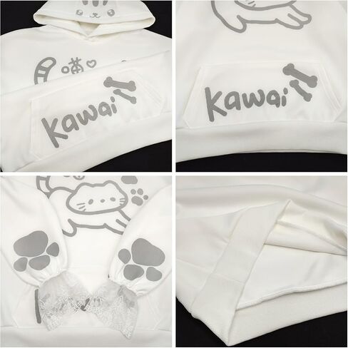 Kawaii هوديي مع آذان القط المراهقين اليابانية لطيف الرسوم المتحركة الرسوم المتحركة مقنعين البلوز الصوف البلوز القمم in Saudi Arabia