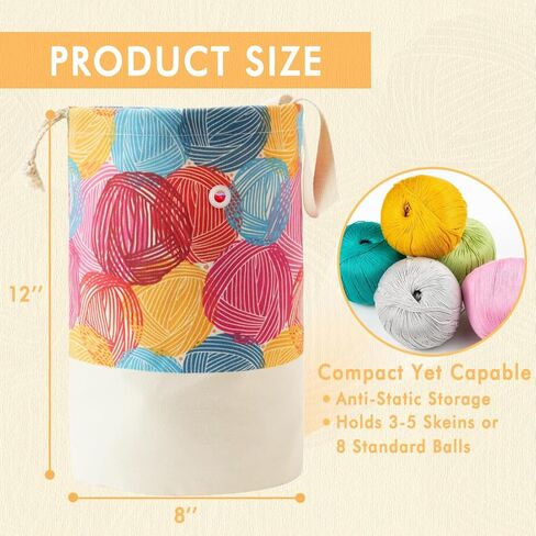 YAWIKO Yarn Bag, Multi-Functional Crochet Bag Organizer, Canvas Yarn Storage Knitting Bag for Knitting Accessories, Crochet Accessories Holder in Saudi Arabia