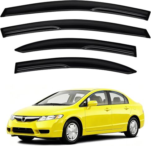 واقيات المطر Accord - واقيات النوافذ لسيارة Honda Accord 2008-2017، واقيات المطر للنافذة الجانبية خارج القناة لملحقات Accord، 4 قطع، أسود، ملحقات السيارة in Kuwait