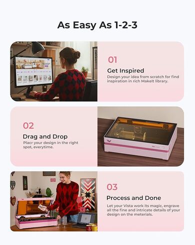 WECREAT Vista 10W Laser Engraving Machine with 9-in 1 Rotary, Smart HD Camera, Compact Diode Desktop Laser Engraver for Beginners DIY Hobbyist Wood Leather Glass Metal Jewelry Gifts Making in Saudi Arabia