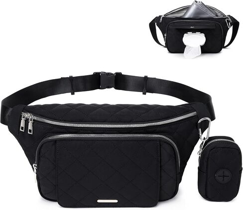 MYHOZEE Small Diaper Bag Fanny Pack - Baby Bag with Waterproof Changing Pad and Wipes Dispenser Quilted Nylon Crossbody Bags for Mom Baby Compact Diaper Purse Cross Body Purses in Kuwait