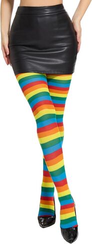 Zando Halloween Leggings for Women Striped Tights, Stretchy Opaque Footed Pantyhose for Halloween Costume Party in Saudi Arabia