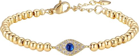 GINAZAL Gold Bead Bracelet for Women, Hypoallergenic Fade-Resistant | Brass | 14K Gold |Cubic Zirconia in Saudi Arabia