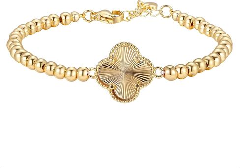 GINAZAL Gold Bead Bracelet for Women, Hypoallergenic Fade-Resistant | Brass | 14K Gold |Cubic Zirconia in Saudi Arabia