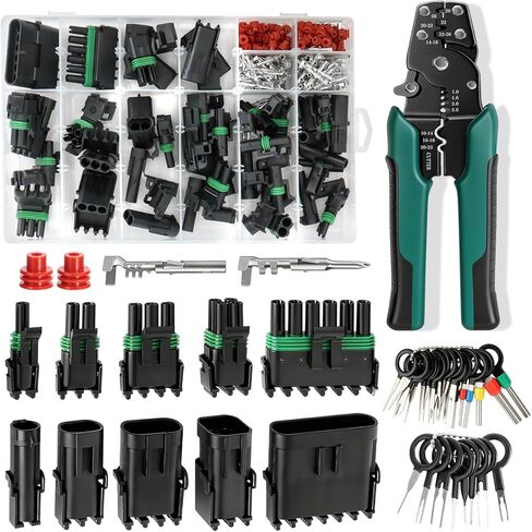 236PCS DT Deustch Connector Kit with Wire Crimper, 2 3 4 6 8 12 Pin Waterproof Automotive Electrical Connectors Plug, with Removal Tool and Size 16 Stamped Formed Contacts(14-20AWG) in Saudi Arabia