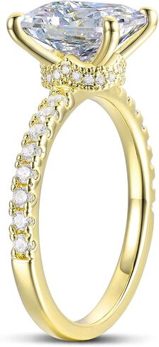14K الذهب 3.0 CT مشع قطع مويسانيتي خاتم الخطوبة المخفية هالة خاتم الخطوبة وعد خواتم للنساء in Saudi Arabia