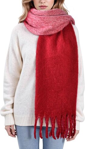 Winter Scarf for Women - Mohair Winter Scarf 91"×16", Soft Warm Scarves for Women/Men, Soft Chunky Cashmere Scarfs in Kuwait