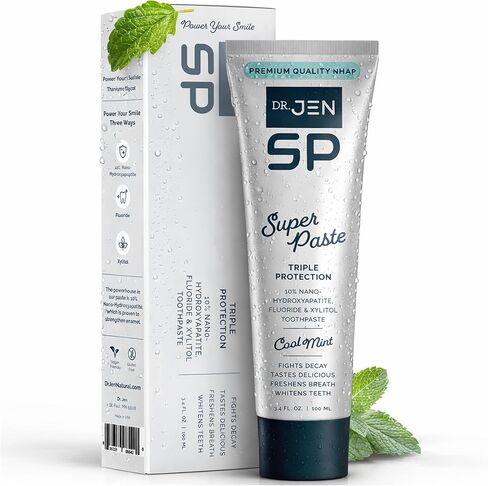 Dr. Jen|Super Paste/Toothpaste with Fluoride +10% Nano-Hydroxyapatite|Travel Toothpaste For Personal Care Products|Teeth Whitening Toothpaste for Oral Care w/Xylitol&Hydroxyapatite for Sensitive Teeth in Saudi Arabia
