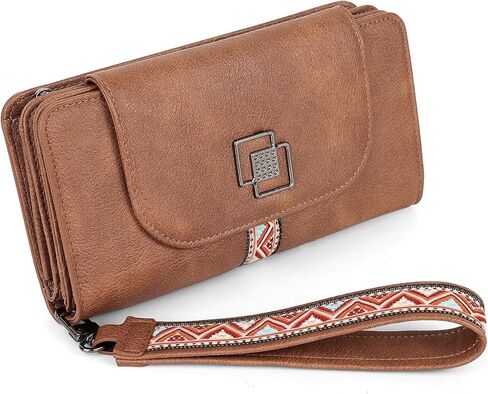 FADEON Leather Wallets for Women, Large RFID Blocking Trifold Wristlet Purse with Credit Card Holder Organizer in Saudi Arabia