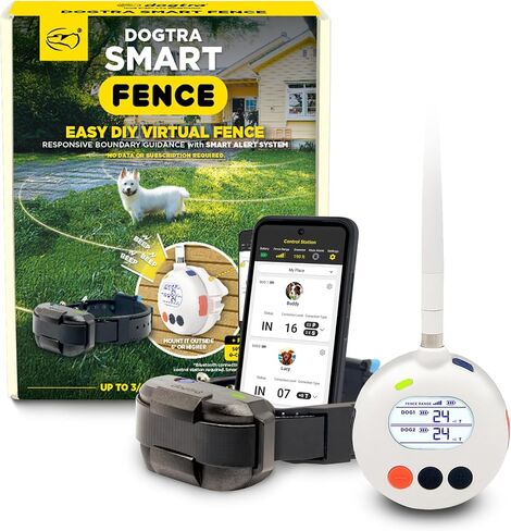 Dogtra Smart Fence نظام سياج كهربائي لاسلكي للكلاب - بدون اشتراك، تنبيهات من طبقتين وتنبيهات التطبيقات، بدون حفر حتى 3/4 فدان، نغمة/اهتزاز/ثابت، مقاومة للماء IPX9K، آمنة للحيوانات الأليفة المحمولة بوزن 35 رطلًا+ in Kuwait